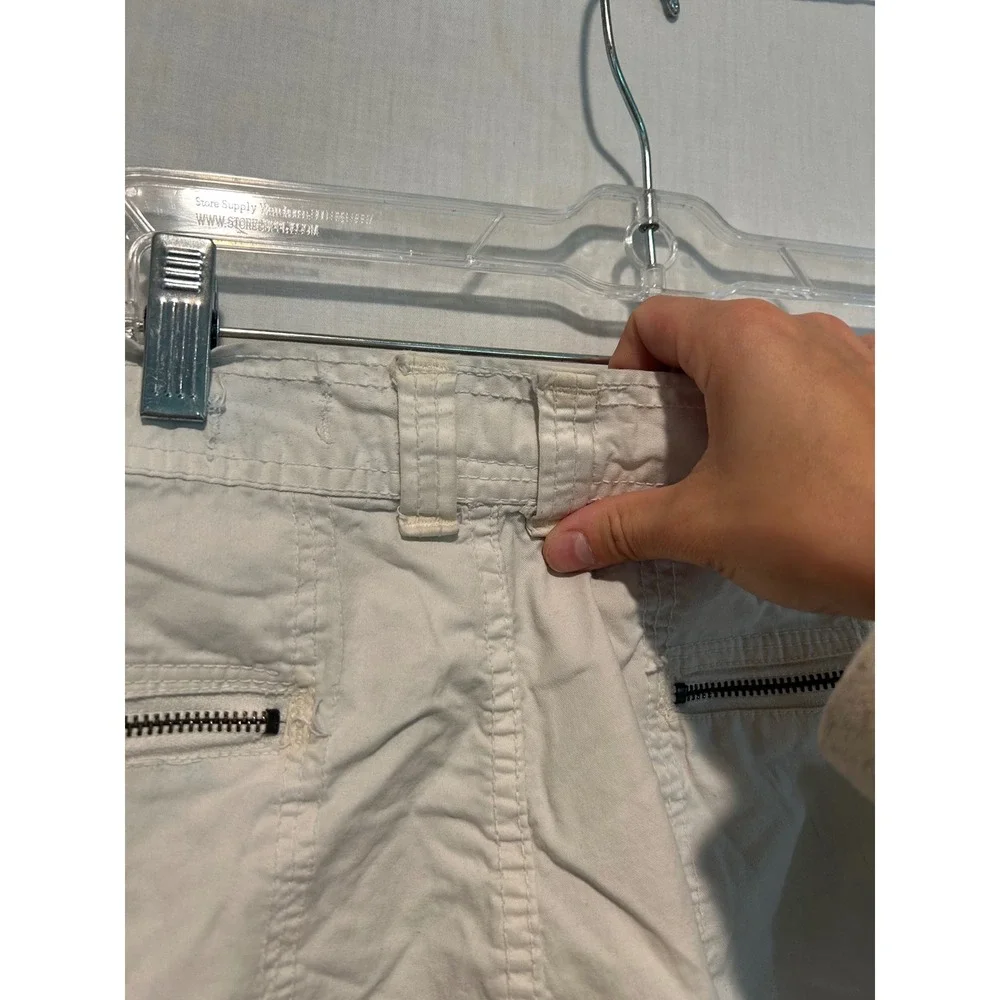 Ditch Plains Ricky Singh Mens Off White Cotton Cargo Shorts Size 40 Utility Zip